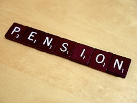 Pension in word tiles